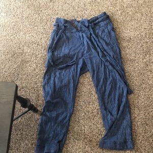 Navy blue striped free people pants